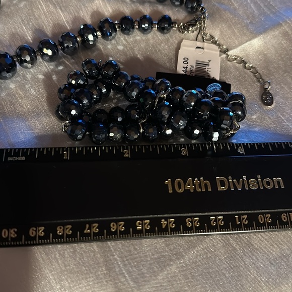 NWT Necklace/ Bracelet Set Faceted Black Genuine Crystal High Quality Cookie Lee - Picture 6 of 7